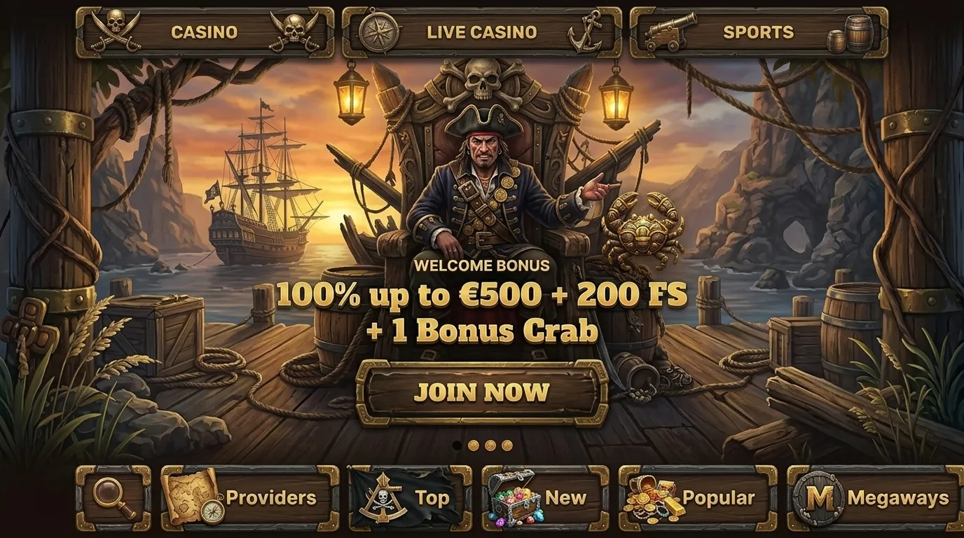 Fatpirate Casino online con bono de bienvenida en EUR, tragamonedas, casino en vivo y deportes
